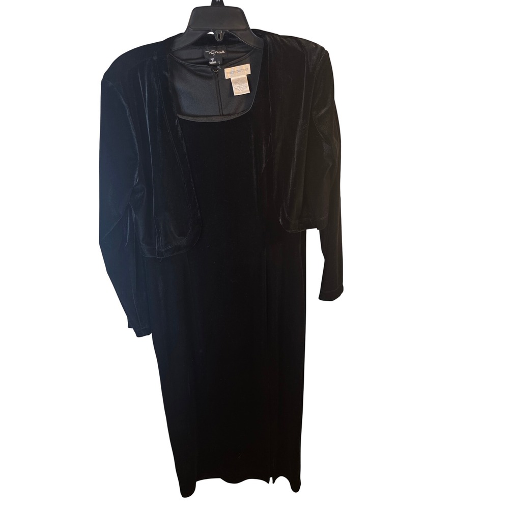 Worthington Black Velvet Dress and Bolero Jacket Set Womens Size 12 Formal Maxi